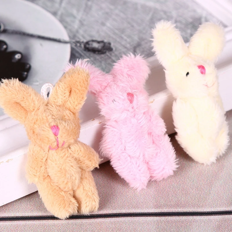 

6cm Realistic Dollhouse Plush Doll Soft Stuffed Rabbits Bunny Toys Miniature Decoration Doll Mini Joint Rabbit Pendant 066B