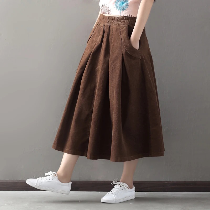 Женская Вельветовая юбка пачка повседневная с завышенной талией в литературном