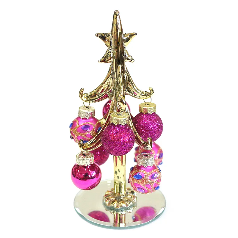 Маленькие стеклянные фигурки новогодней елки 13 см на заказ украшения с 8 шт.