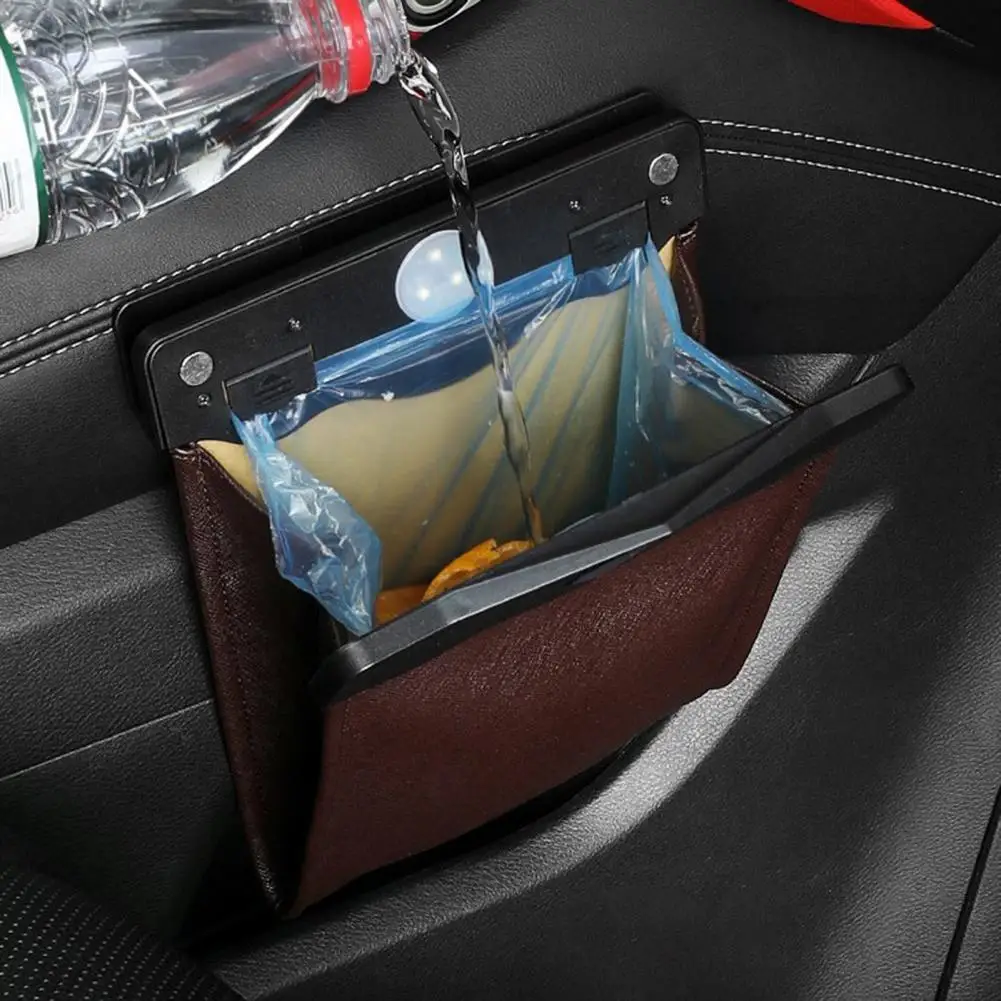 

LED Car Trash Can Organizer Garbage Holder Automobiles Storage Bag Accessories Auto Door Seat Back Visor Trash Bin Paper Dustbin