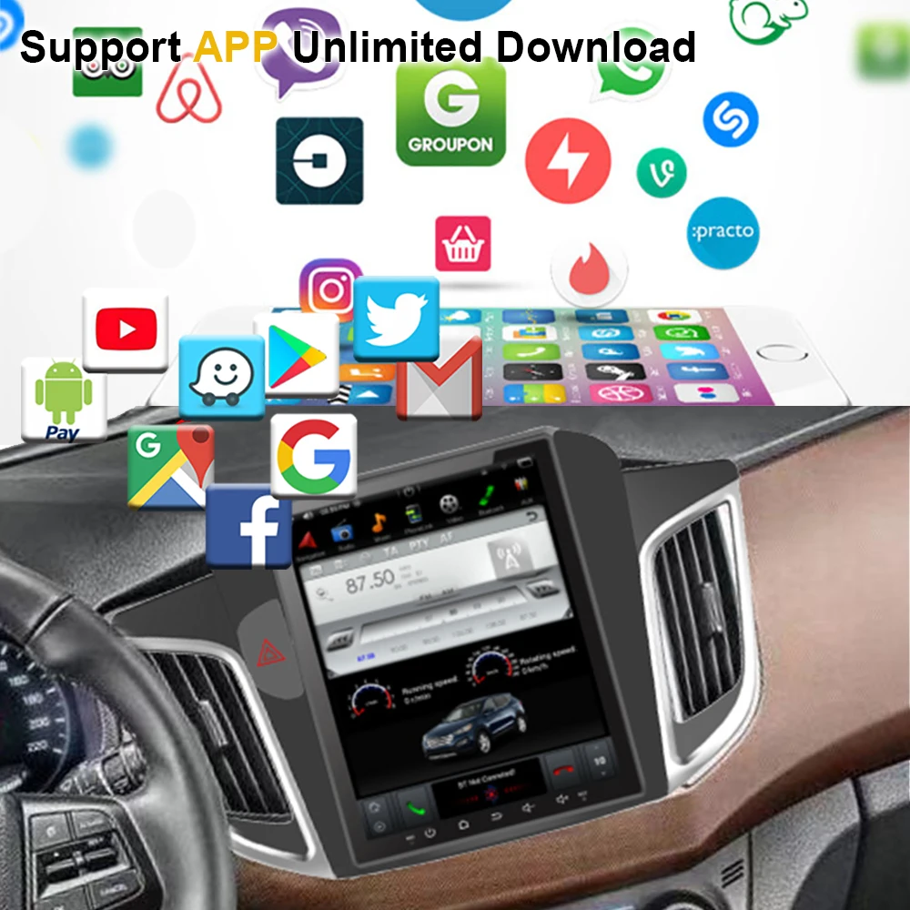 Вертикальный Автомобильный GPS-навигатор в стиле Tesla на Android 9 0 для HYUNDAI IX25/CRETA