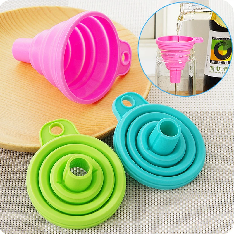 

Kitchen Tool DIY Food-Grade Folding Silicone Funnel Household Liquid Dispensing Mini Funnel Random Color