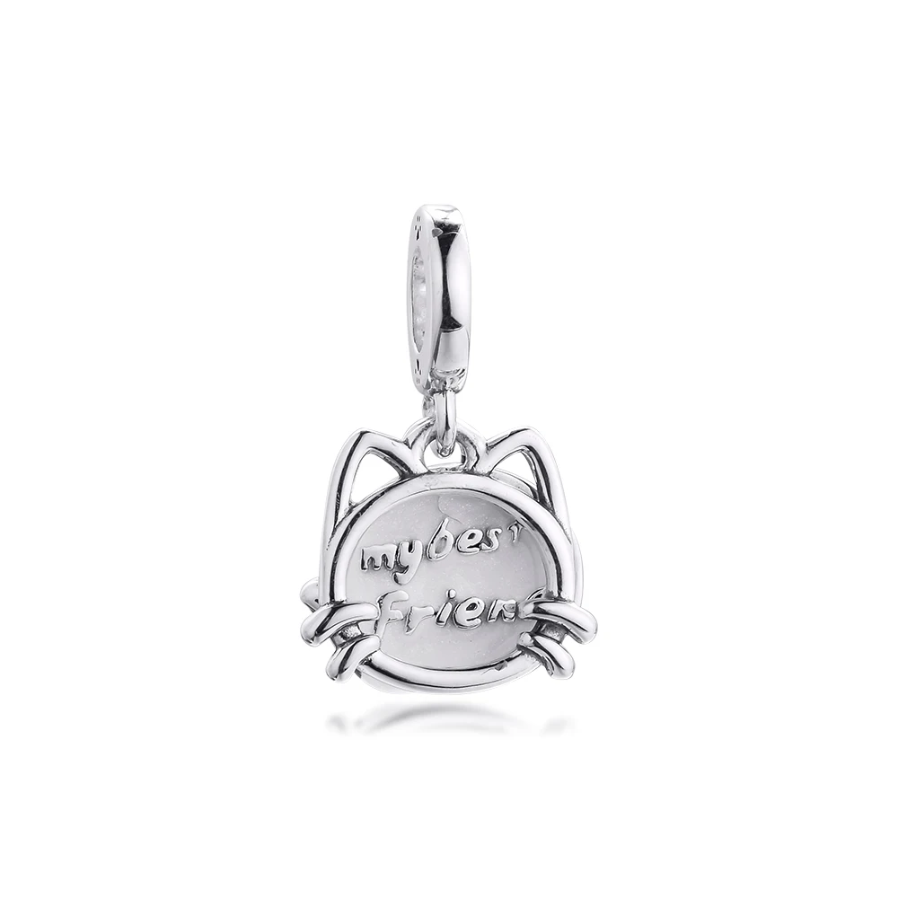 

Passions My Pet Cat Dangle Charm Woman 2021 Beads Jewelry 100% Real Sterling Silver S925 Pendant for Bracelets
