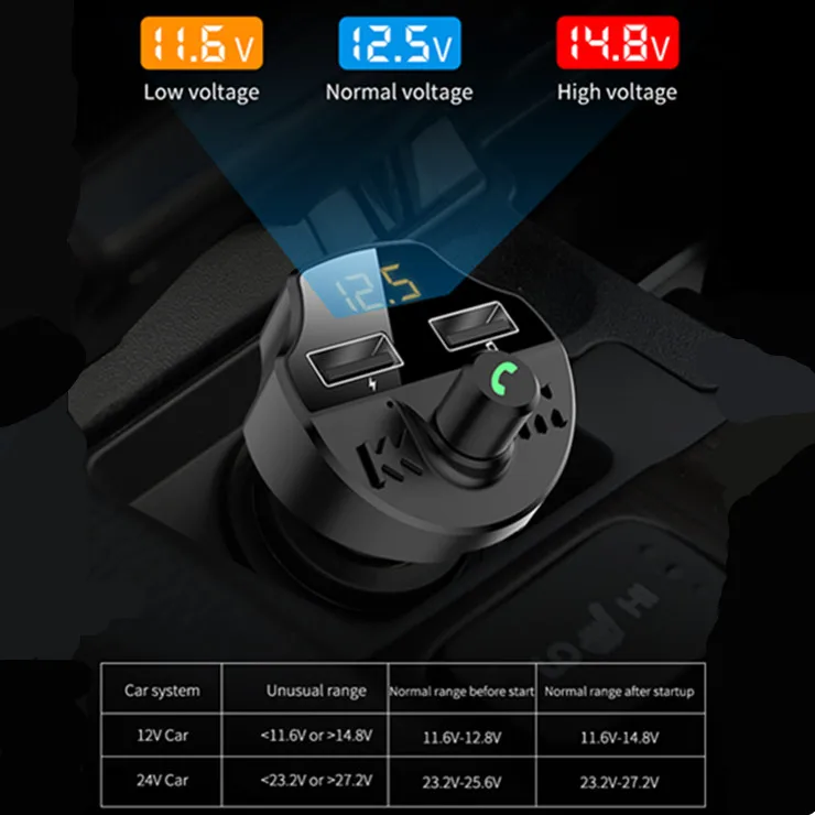 FM модулятор Автомобильный с поддержкой Bluetooth 5 0 и 2 мя USB портами|FM-трансмиттеры| |