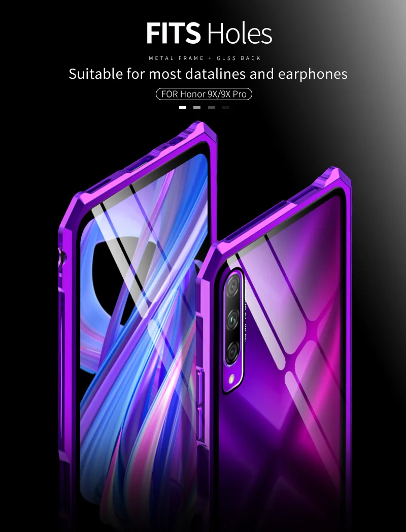 OMEVE для huawei Honor 9X чехол с металлической рамкой и закаленным стеклом задняя крышка для huawei Honor 9X Pro Чехол Honor 9X бампер чехол