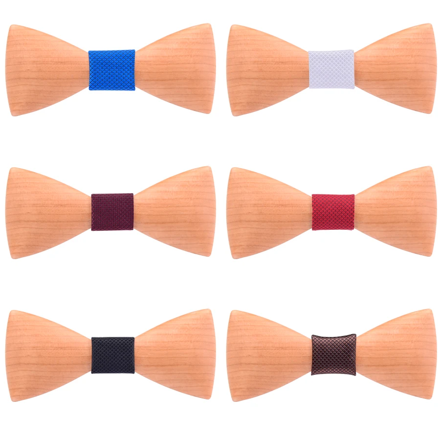 Красный синий клетчатый 3D деревянный галстук-бабочка модный твердый мужской