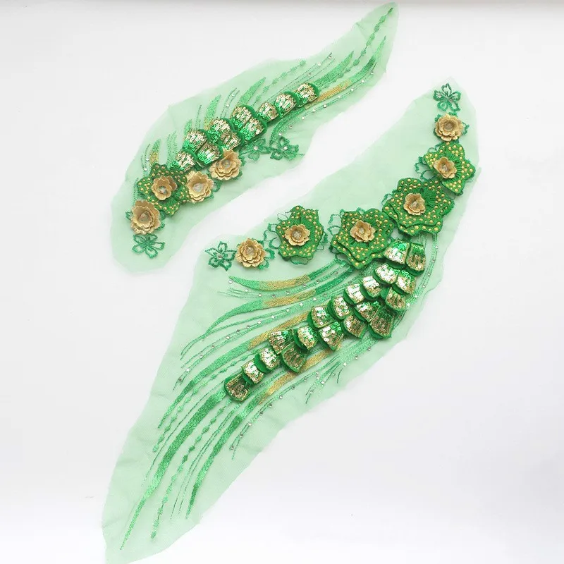 Многоцветная сетка вышивка пайетки трехмерные наклейки на ткани вышитые