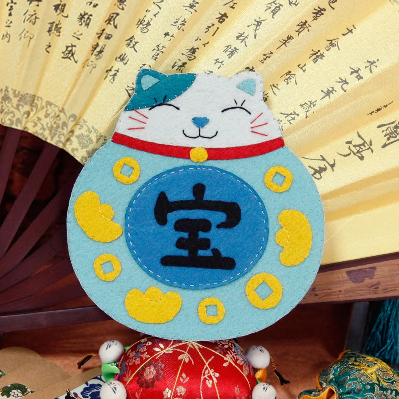 3 шт Япония Стиль благословение Cat чашки Coaster фетровой ткани подушка для животных