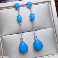 kjjeaxcmy fine jewelry 925 sterling silver inlaid natural blue turquoise female earrings eardrop luxury support test
