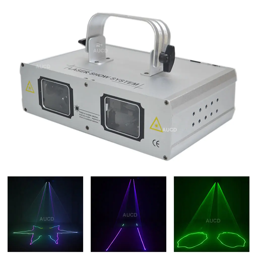 

AUCD 2 Lens Double RGB Mix Full Color Projector Laser Lights Pro Disco DJ Home Party 9 CH DMX Beam Scan Show Stage Lighting 506F