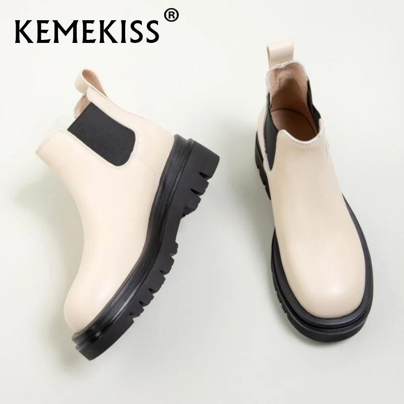 

KemeKiss Size 33-43 Women Ankle Boots Real Leather Thick Bottom Women Short Boots Fashion Winter Shoes Daily Women Footwear