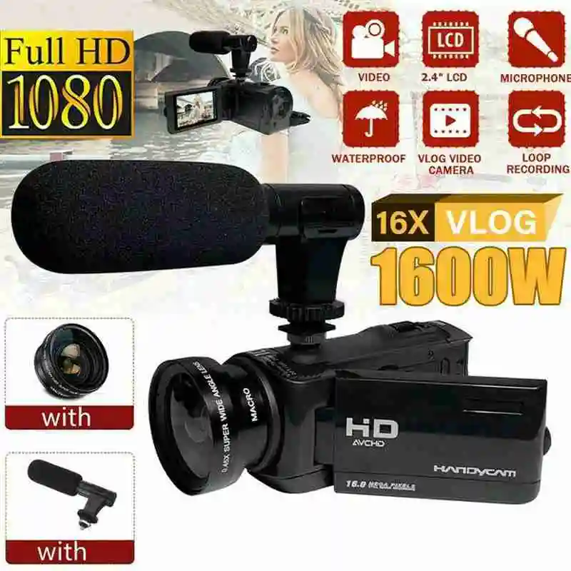 

1080P HD 16x Zoom Digital Camcorder Video Camera DV External Camera Microphone Recorder G8C2