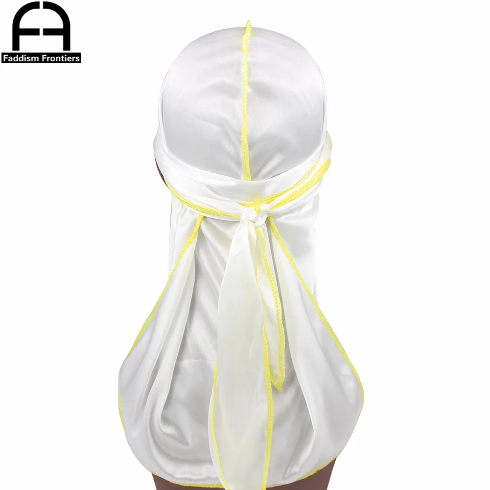 Цветные шелковые банданы Durag для мужчин и женщин шитые в стиле унисекс с длинным