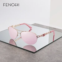 fenchi anti blue pink white luxury pliot sunglasses women zonnebril dames rose gold frame female sun glasses oculos feminino