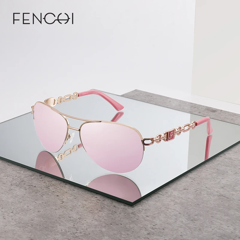 FENCHI анти синие розовые белые роскошные солнцезащитные очки пилоты женские Zonnebril