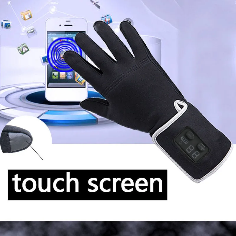 Черные теплые велосипедные перчатки зимние с электрическим подогревом