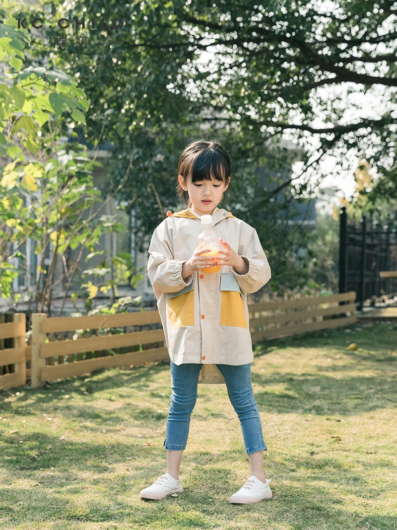 KC.Child/2020SS/новейший детский хлопковый ветрозащитный плащ с капюшоном разных