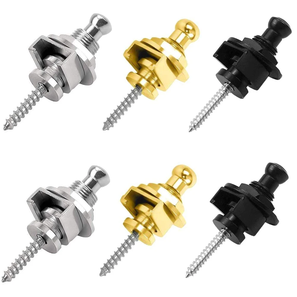 

6Pcs Guitar Pegs for Acoustic Electric Bass Ukulele Guitar Strap Buckle Button Lock Pins Metal End Locking Accessories Parts