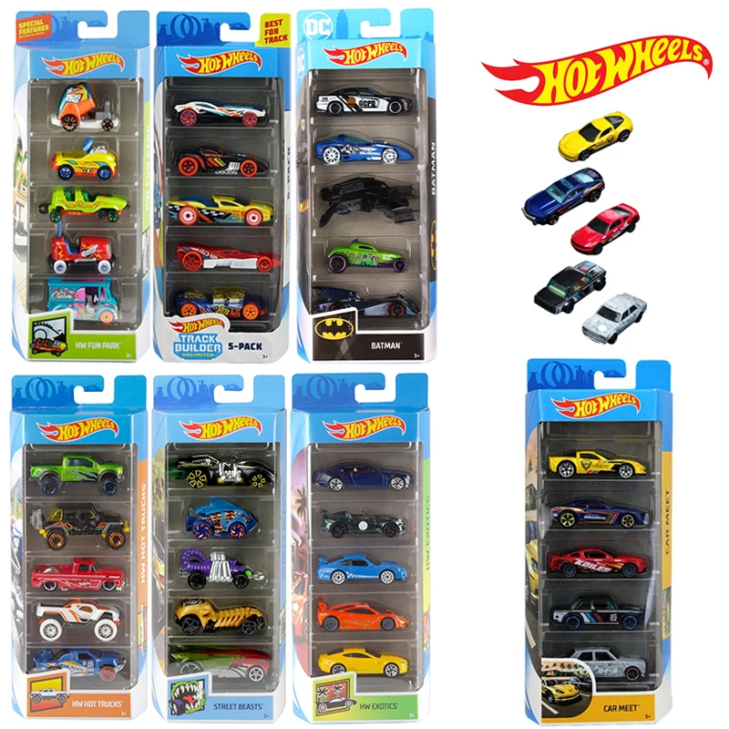 

Hot Wheels Model Car Toy Track Pack 5-Pack Hw Track Builder Hw City Hw Action Diecast Metals 1:64 Scale Vehicles Children Poison