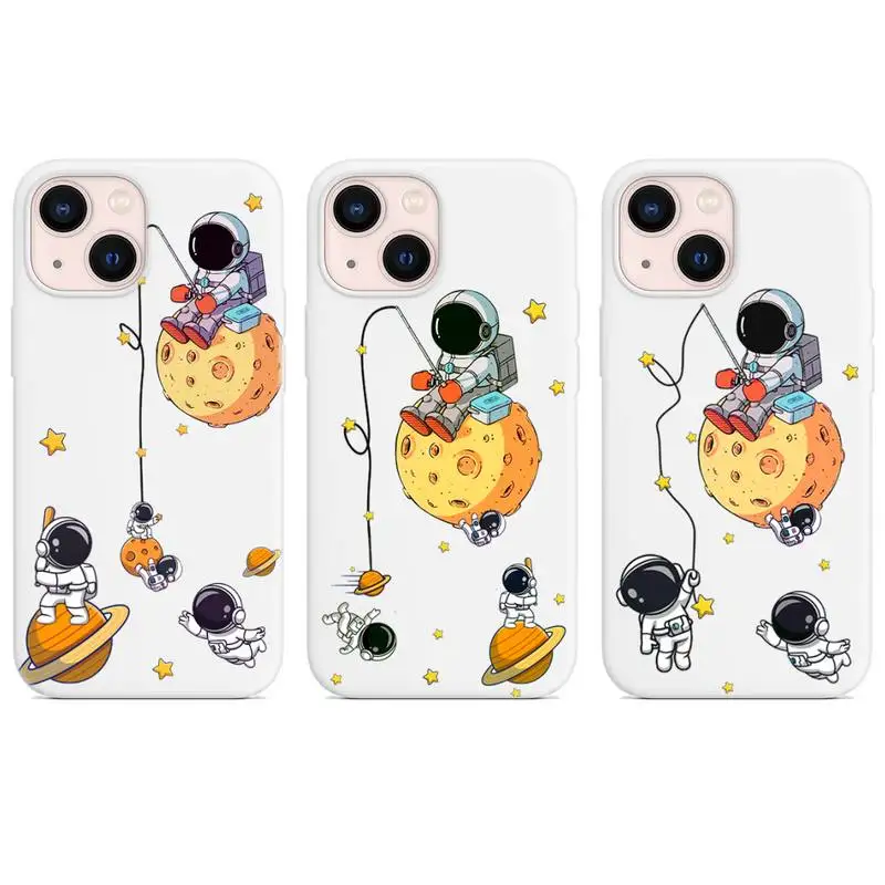 

Astronaut cartoon creative Phone Case for iphone 13 12 XS 11 pro max mini SE 2020 6 6s 7 8 plus X XR cases color white funda