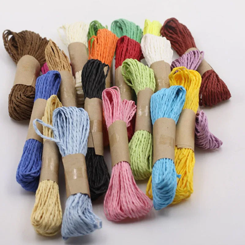 30 м в посылка двусторонняя цветная бумажная веревка из рафии для детского сада