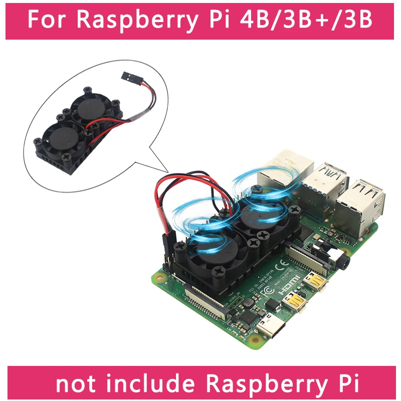 Raspberry Pi 4 B двойной вентилятор процессор печатная плата Вентилятор охлаждения кулер модуль+ радиатор для Raspberry Pi 3 Model B+ Плюс/3B/4B