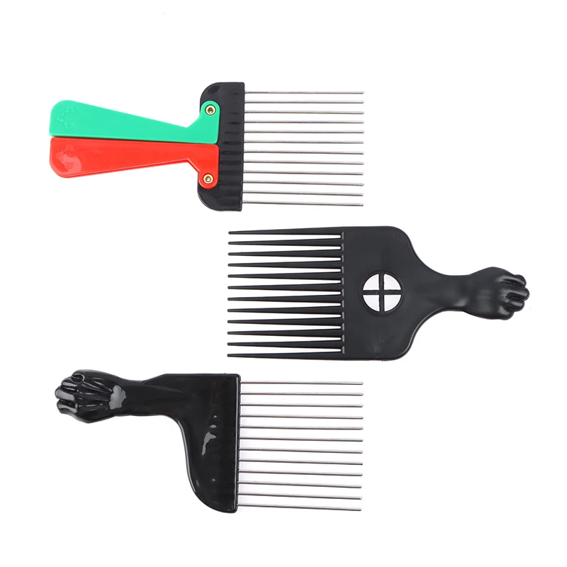 

1PC Hot Sales Hair Salon Black Fist Afro Metal Comb African Hair Comb For Hairdressing Styling Tool Accessories 3 Styles