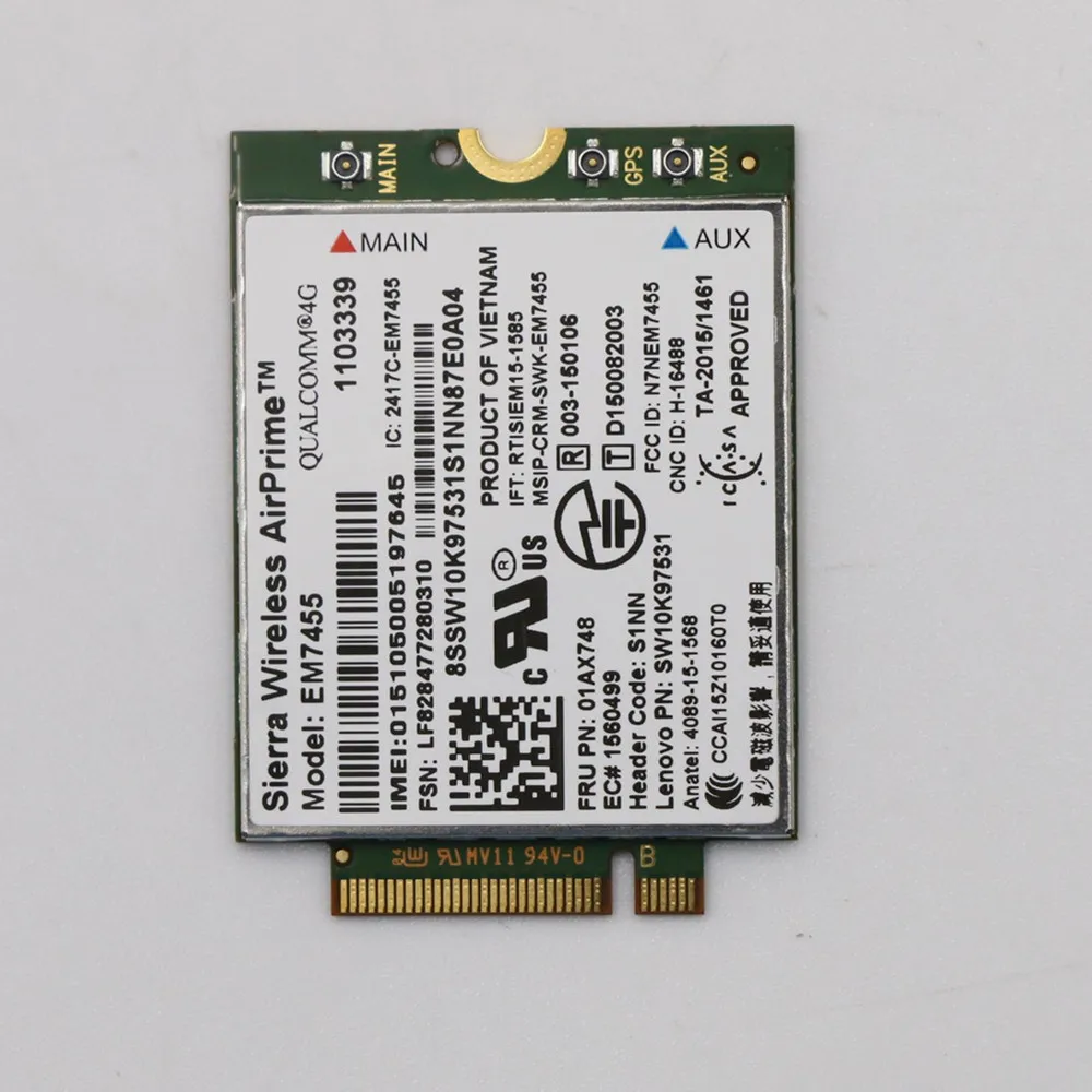 EM7455 Sierra Wireless LTE 4G WWAN Gobi6000 FRU 01AX746 01AX748 для Thinkpad X1 carbon 5th gen X270 T470 T470S T470P T570