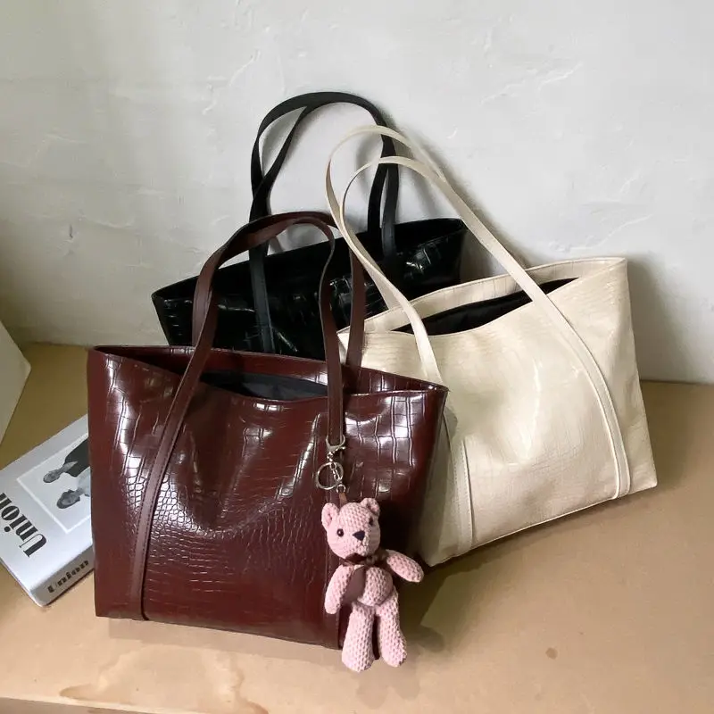 

Ben Ballar Women's All-Match Large-Capacity Tote Bags Fashion Simple Shoulder Bag PU Leather Japanese Korean Zipper Top-Handbags