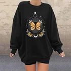 Женские свитшоты с принтом бабочек, спортивные пуловеры с длинным рукавом и спущенными плечами, свитшоты в винтажном стиле, 2021