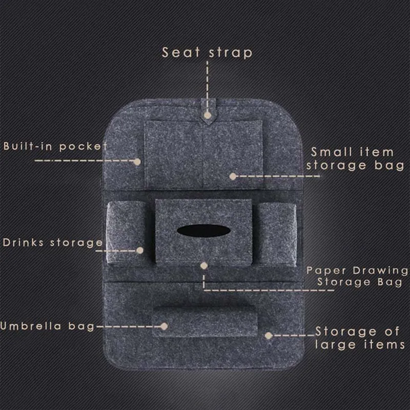 

Multifunctional Car Back Seat Storage Bag Backrest Pockets Protector Organizer Auto Accessories Universal
