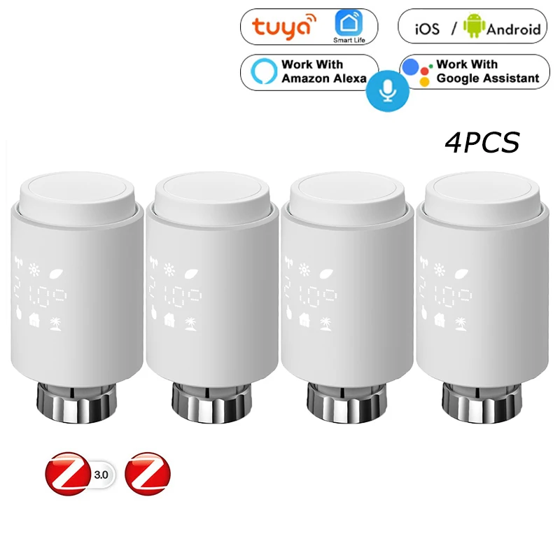 

Смарт-привод радиатора Tuya ZigBee3.0, программируемый термостатический клапан радиатора, контроллер температуры с Alexa Google Home