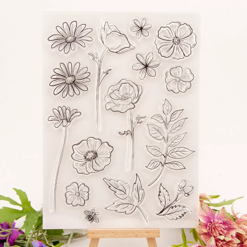 WYSE Цветочные прозрачные штампы листья силиконовые печать для сделай сам