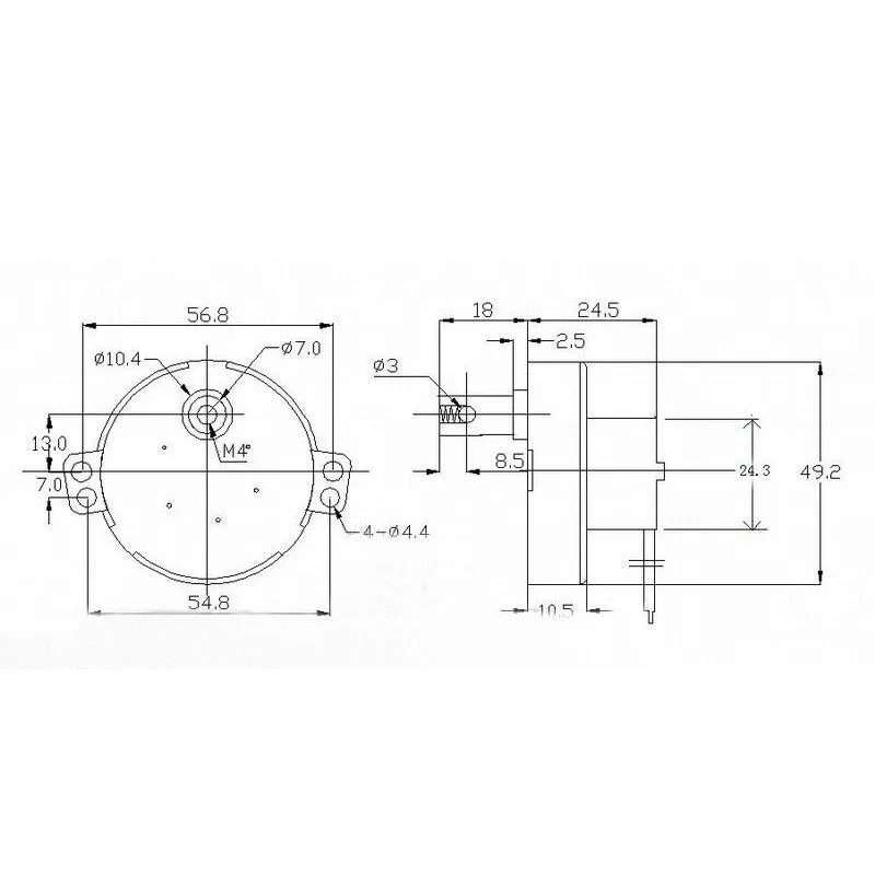 Электродвигатель с двумя плоскими валами и высоким крутящим моментом 2 об./мин. |