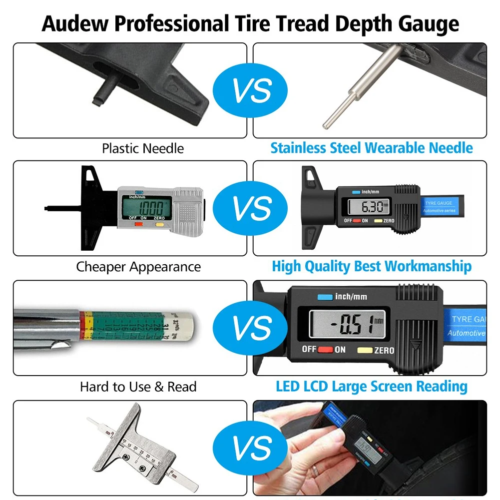 

High Precision Digital Tire Tread Depth Gauge Meter Measurer Tool Caliper Thickness Gauges Digital Car Tire Tread Depth Gauge