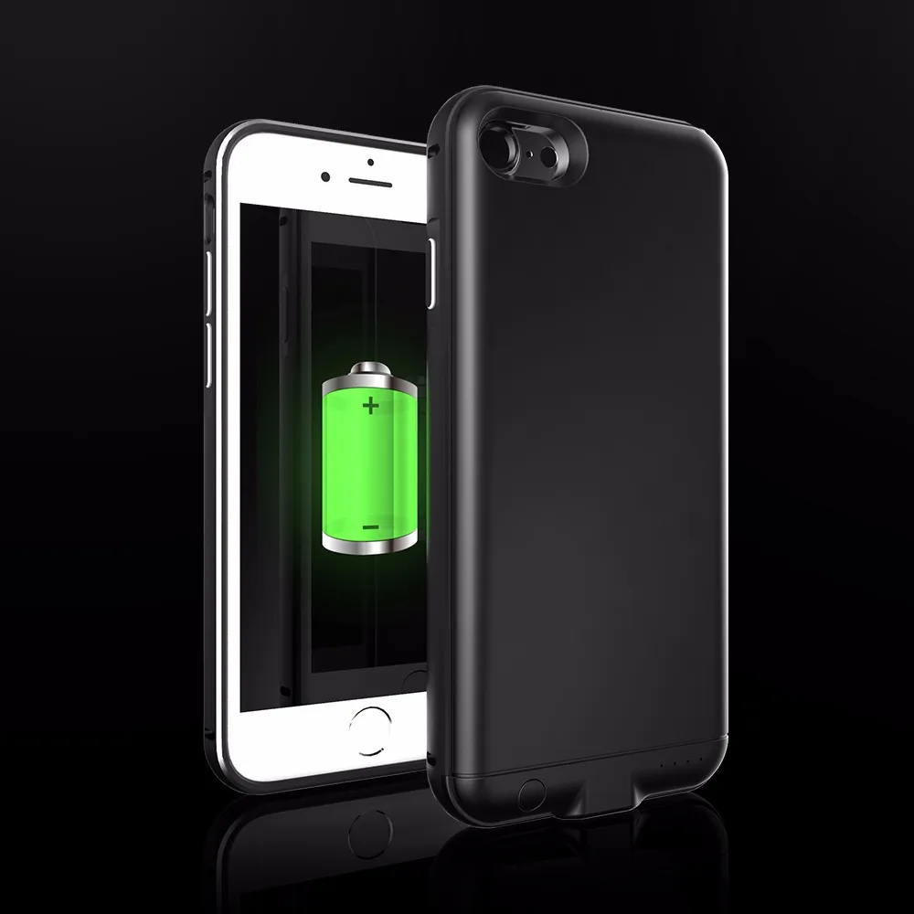 Для Iphone 7 Plus, чехол для батареи, 4000 мА/ч, металлическая рамка, внешний аккумулятор, зарядное устройство, чехол для Iphone 7 plus, чехол для батареи - Цвет: Черный
