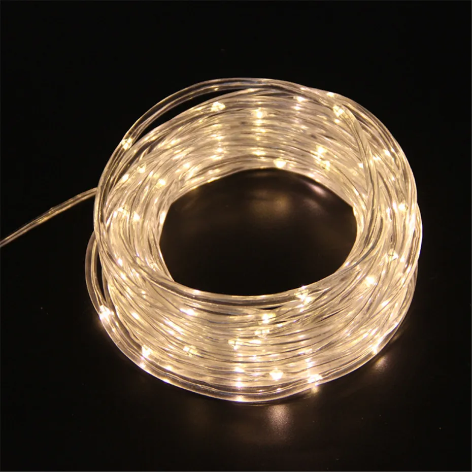 Warm white Tube Светодиодный солнечный датчик полосы света Наружное сказочное освещение струна медная проволочная трубка свет уличная гирлянда декоры для сада патио деревья - Испускаемый цвет: Warm white Tube