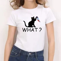 2021 summer women t shirt summer short sleeve funny cat graphic print fashion casual o neck oversized white t shirts top tees