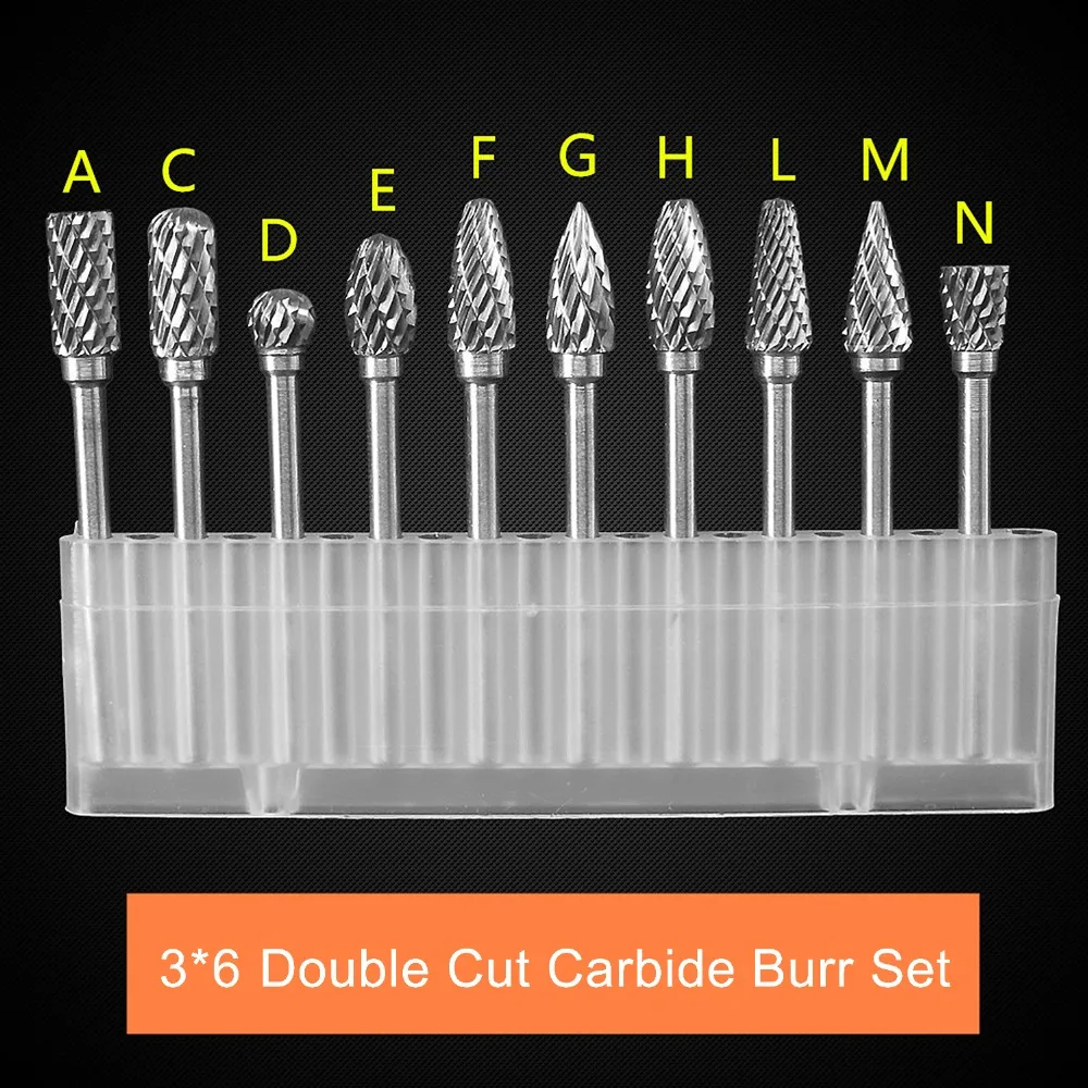 Набор фрез из карбида вольфрама с хвостовиком 3 мм 10 шт.|Абразивные инструменты| |