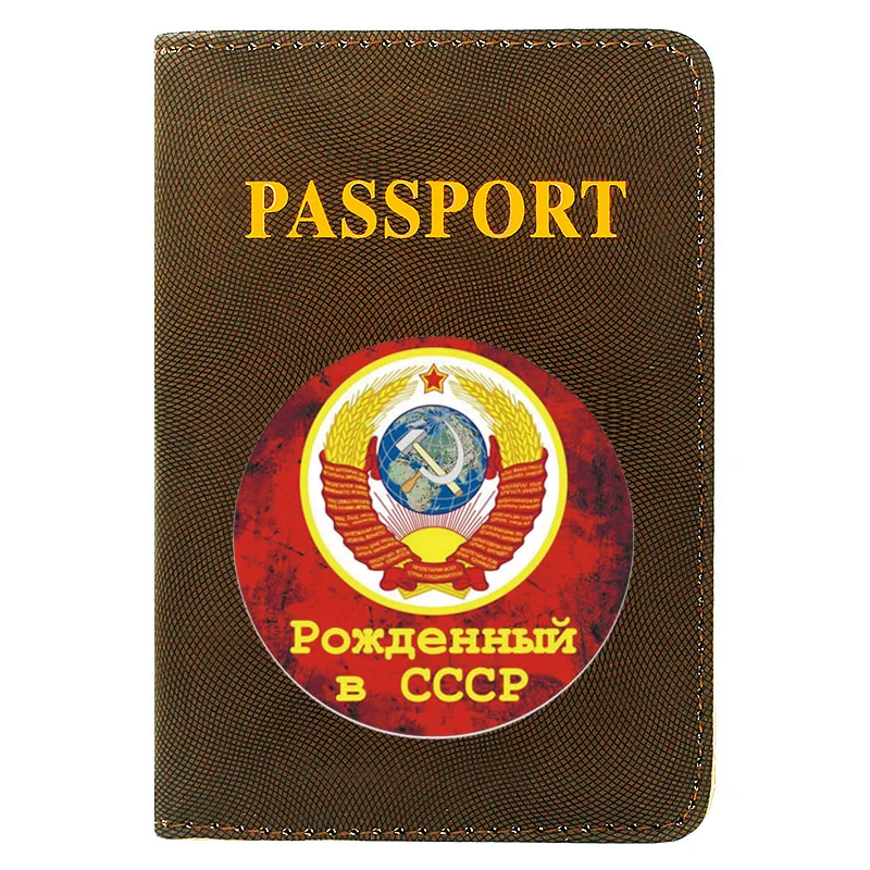 

Classic Fashion CCCP Soviet Born Printing Passport Cover Pu Leather Travel ID Credit Card Holder Pocket Wallet Bags