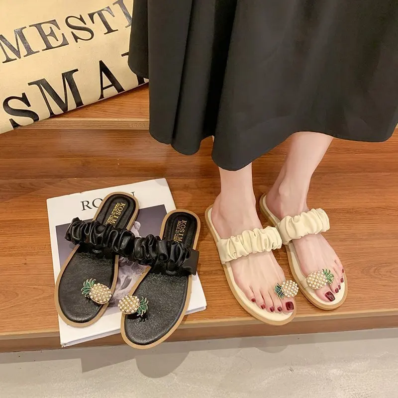 

Shoes Woman 2021 Flower Slippers Flat Luxury Slides Rubber Flip Flops Shale Female Beach Pantofle Designer Hawaiian Soft Sabot N