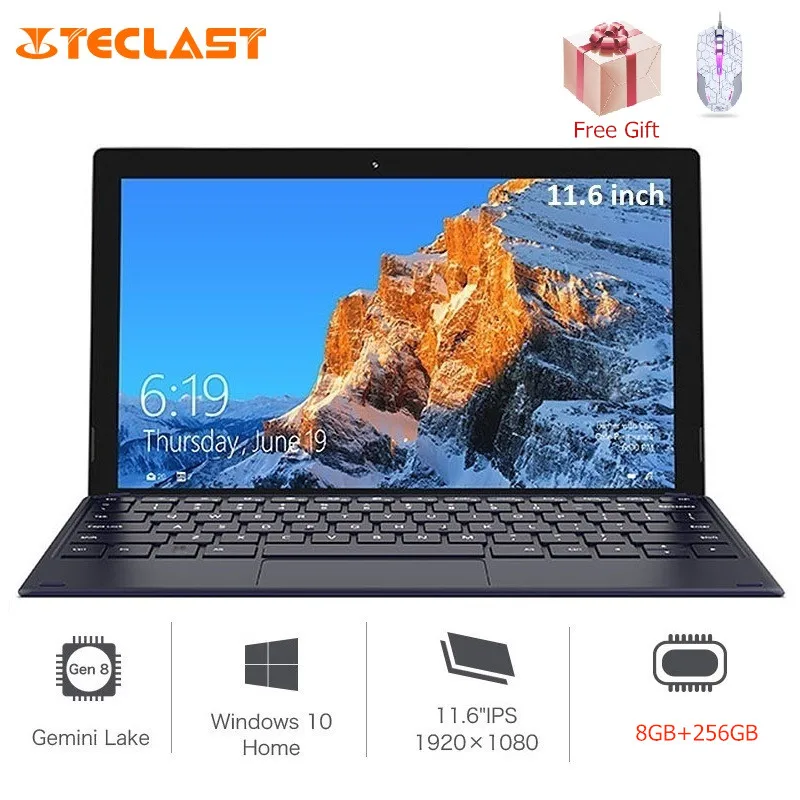 Teclast X4 2 в 1 планшетный ПК 11,6 дюймов Windows 10 Celeron N4100 четырехъядерный 8 ГБ ОЗУ 256 ГБ SSD Двойная камера 2,4 ГГц/5,0 ГГц WiFi ноутбук