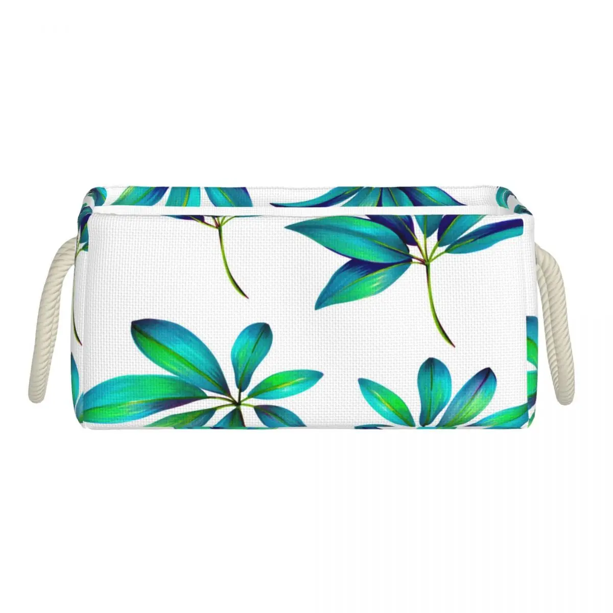 

Cube Folding Storage Basket Toys Organizer Teal Leaves Waterproof Storage Boxes Bins With Handles Home Shelf Organizador