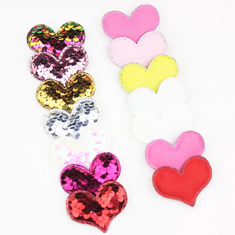 Аппликации с блестками в форме сердца для одежды и сумок 4*5 3 см 28 шт.|Заплатки| |