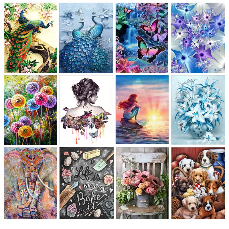 

Набор для алмазной вышивки 5D «сделай сам», мозаика из круглых страз с изображением животных, цветов, вышивка крестиком, украшение для дома