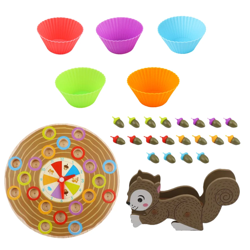 

1 Set Wooden Preschool Squirrel Turntable Game Creative Squirrel Turntable
