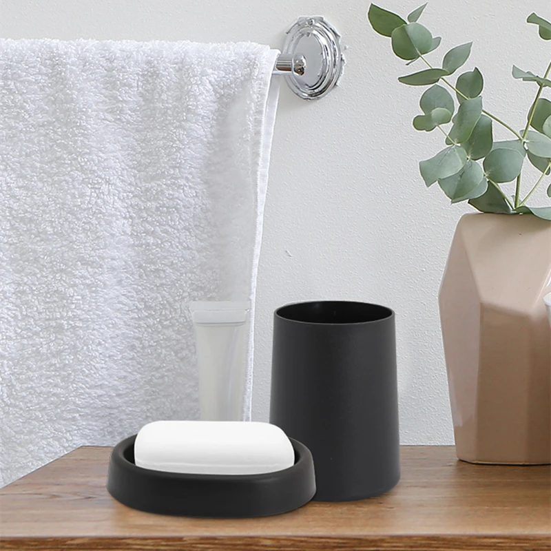 bathroom accessories set 6 piece soap lotion dispenser toothbrush holder soap toilet brush trash can bathroom essential room set free global shipping