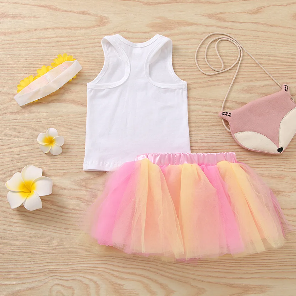 Комплект летней одежды для новорожденных из 2 предметов юбка тюля с градиентным