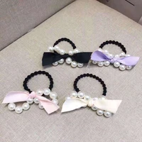 headwear bow imitation pearl hair rope holder hairband for women girls hair ring pearl beads stretch hair band accessories