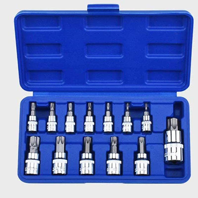 

Socket Set,Hexagon Socket Bolt Set,Steel Bit Socket Tool Kit,13-Piece Torx Bit Socket Set T8-T70